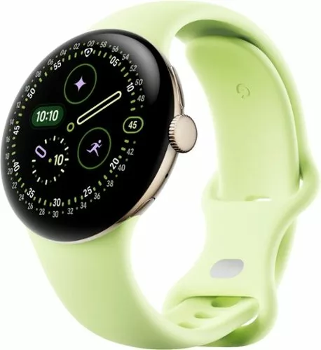 Google Pixel Watch 4 41mm Bluetooth-Wi-Fi Champagne Gold Aluminum Case Lemongrass Active Band