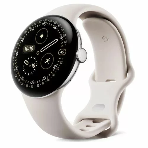 Google Pixel Watch 4 41mm Bluetooth-Wi-Fi Polished Silver with Porcelain Active Band