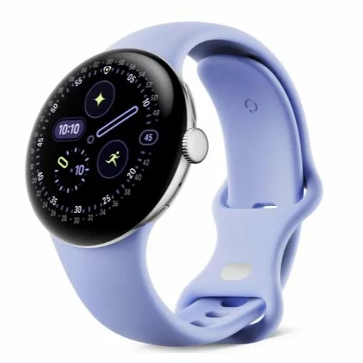 Google Pixel Watch 4 41mm Bluetooth-Wi-Fi Polished Silver with Iris Active Band